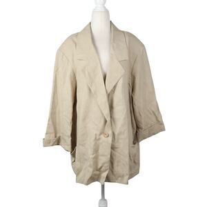 Vintage 80s Alice Stuart Khaki Tan Blazer Jacket 24W